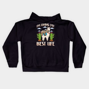 Cute Sloth & Llama Living My Best Life Sleepy Lazy Kids Hoodie